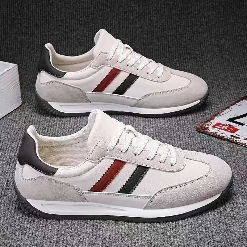 Men's Low Top Leather Sneakers - Fashionable Running & Casual Lace - Up Shoes