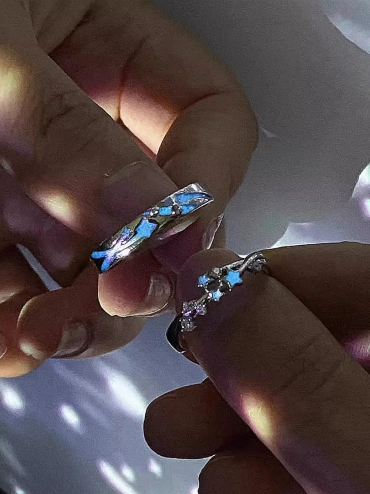 Sweet Couple Night Glowing Star Style Unique Design Premium Feel Adjustable Rings Simple Opening Luminous Lovers Exquisite Ring