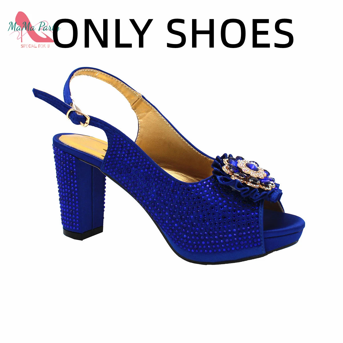 African Mature Women Shoes and Bag to Match in Teal Color Comfortable Heels with Platform for Garden Party