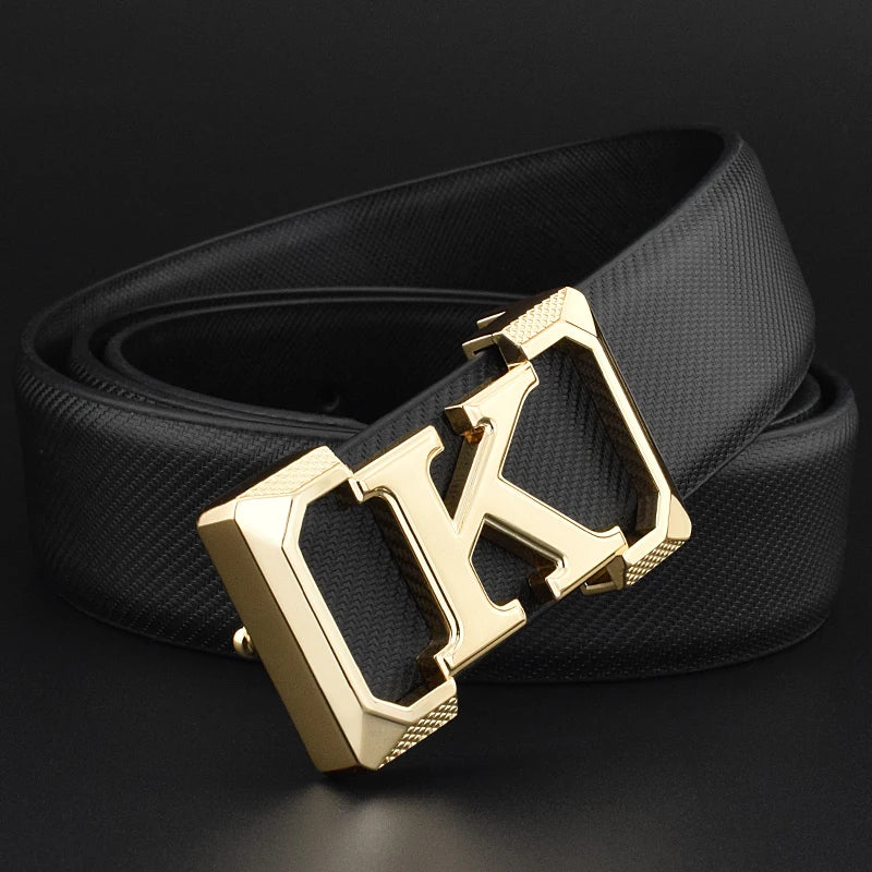 High Quality White Belt Boy Fashion Designer Casual Coskin Leather Metal Buckle Belt K Letter Men Belt