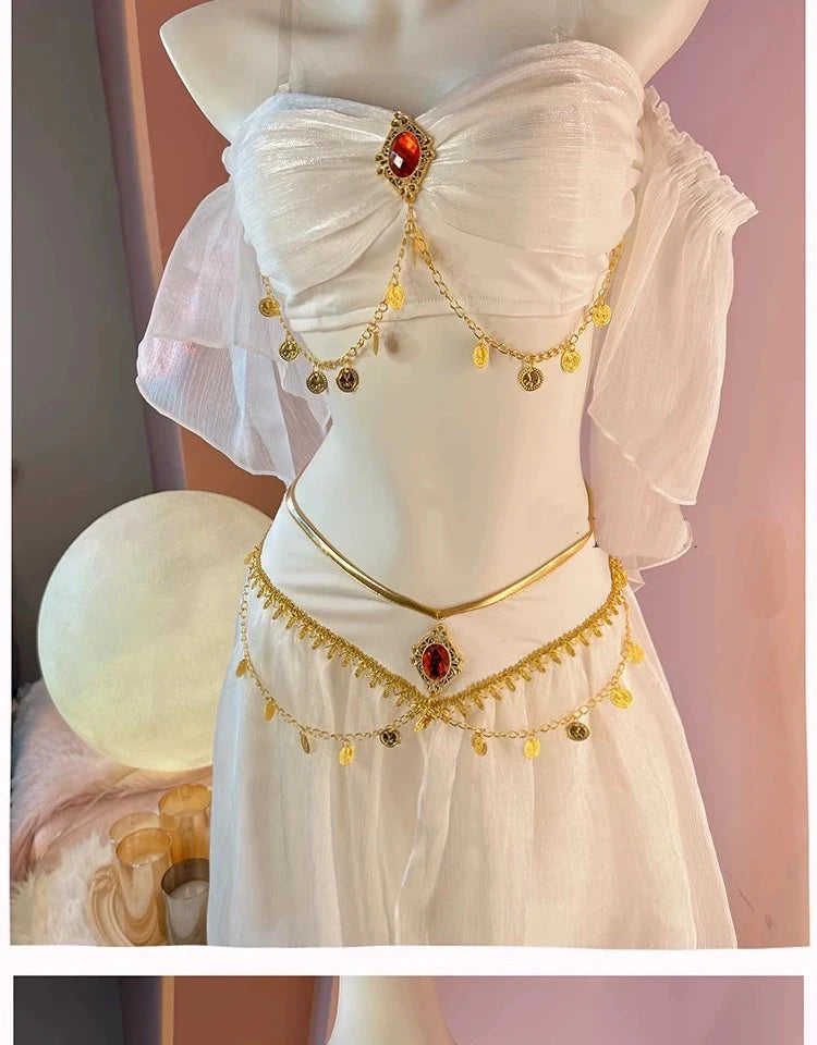Festival Arabian Princess Costumes Indian Dance Embroider Bollywood Jasmine Costume Party Cosplay Jasmine Princess Fancy Outfit