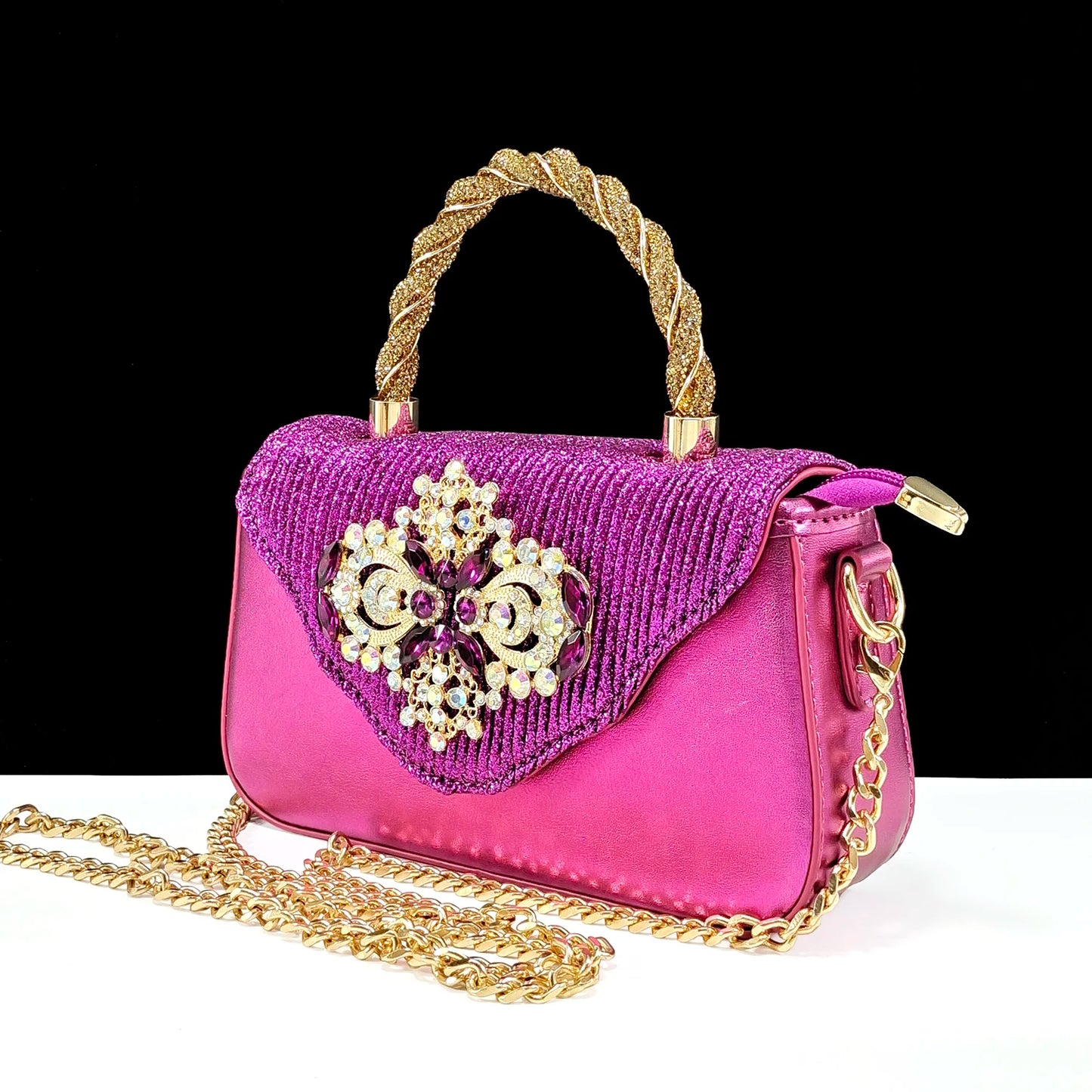 Italian Design Peach Color Pointed Toe Shoe & Bag Set Rhinestone Luxury  Women's High Heels for Parties By QSGFC