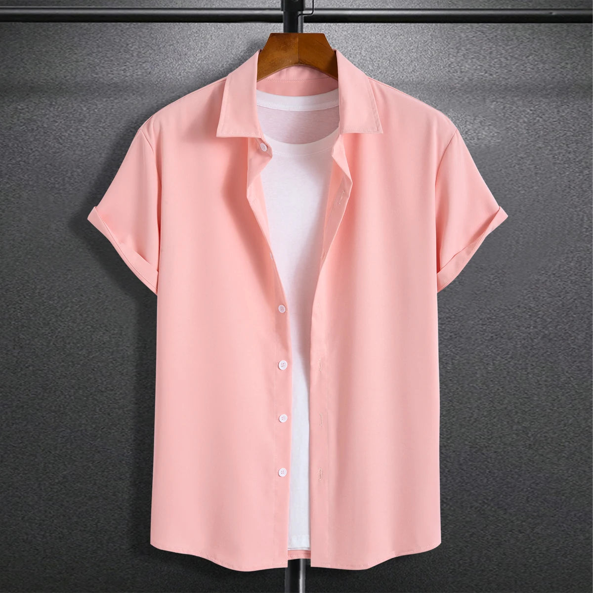 New short-sleeved shirt men's summer thin section trend Slim business casual half-sleeved shirt