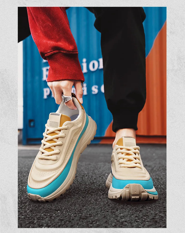 New Shoes for Men Chunky Sneaker Thick-soled Casual Sport Shoes Street Trend Colors Height Increasing Platform Shoes
