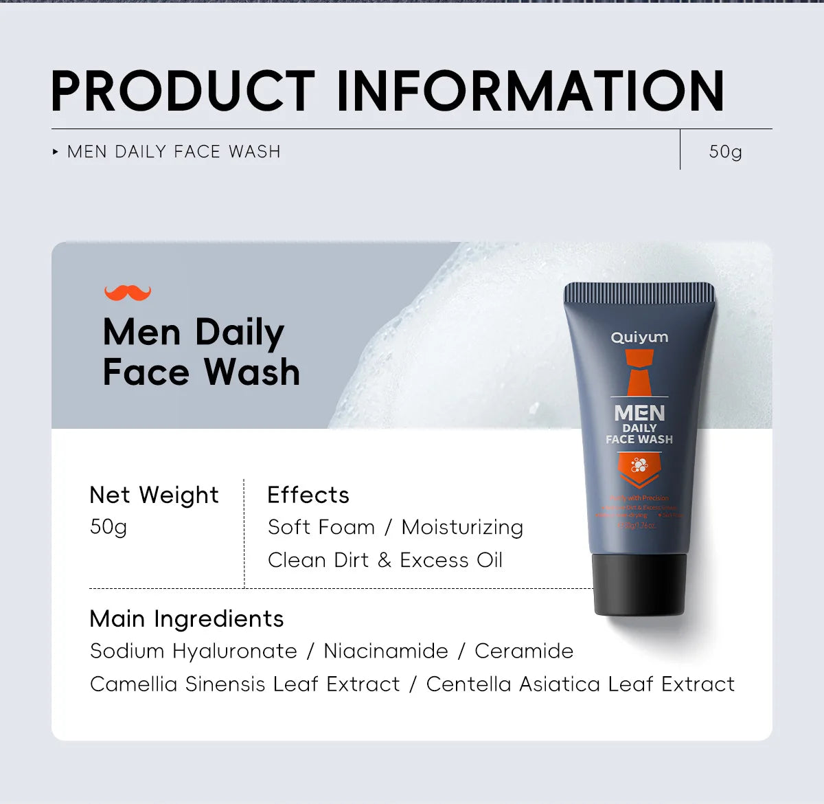 Men Facial Foaming Cleanser Deeply Cleansing Oil Control Moisturizing Blackhead Removal Skin Care Face Wash Foam Cleanser