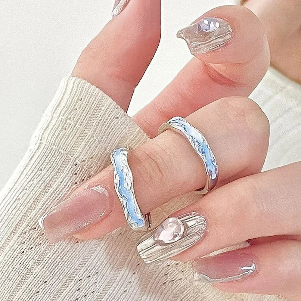 Romance Luminous Couple Ring Fashion Women Men Adjustable Finger Glow in Dark Blue Light Rings Vintage Luxury Love Couples Rings