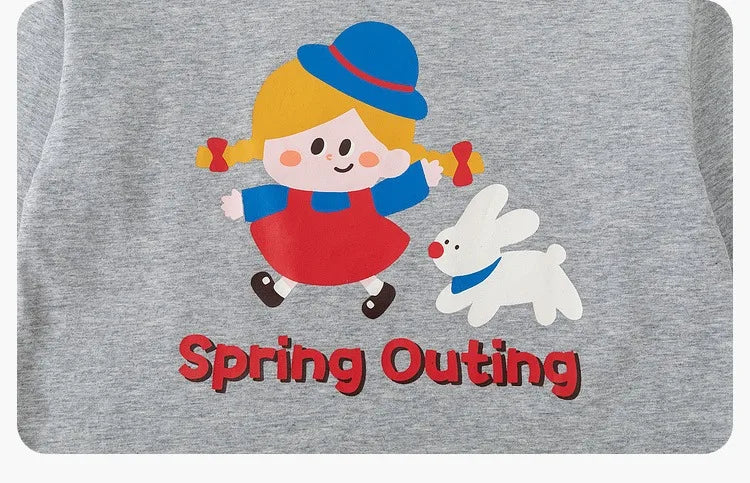 Kids Girls Printed T-shirt Autumn Cartoon Base Long Sleeve Baby Boys Top Versatile Pullover Bottom Children Girls Shirts