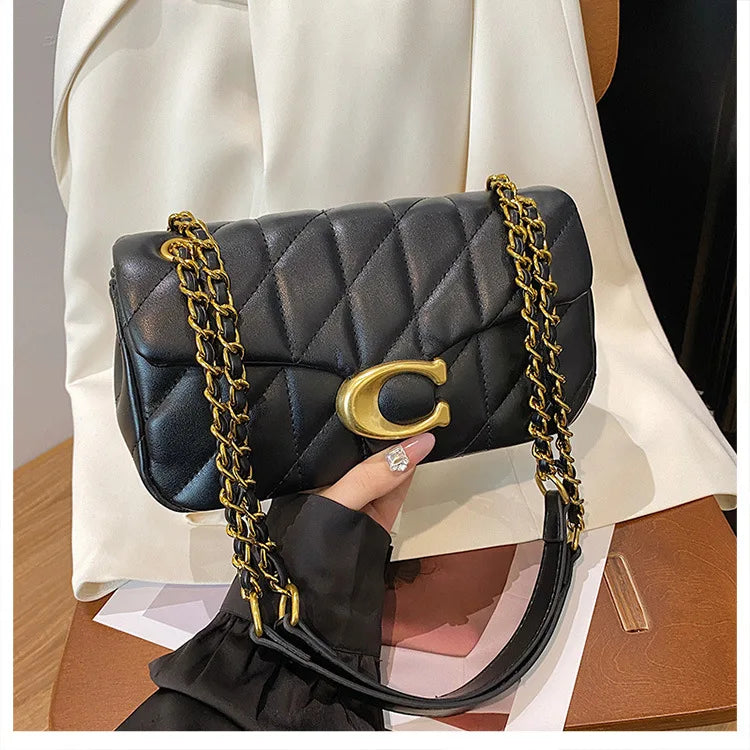 Luxury Fashion Women's Chain Handbag PU Leather Girls Shoulder Messenger Bag Brand lightweight Commuting Bag Tassel Square Bag