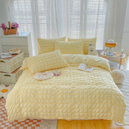 The Simple Solid-color Puffon Quilt Cover Is Suitable for Bedroom and Apartment Bedding