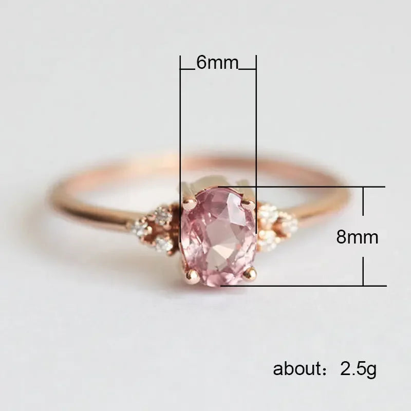 Huitan Trendy Women Ring Rose Gold color Solitaire Oval Cubic Zircon Special Wedding  For  Wholesale New Arrival