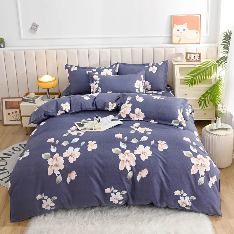 Single Pastoral Style Printed Comforter Cover 1 Pcs Skin Friendly Washed Cotton Quilt Cover Queen King Bedding for Four Seasons