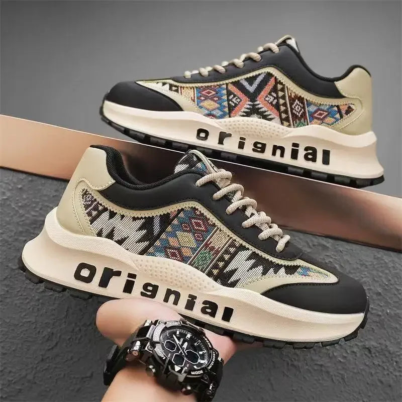 Men's Low Top Leather Sneakers - Fashionable Running & Casual Lace - Up Shoes