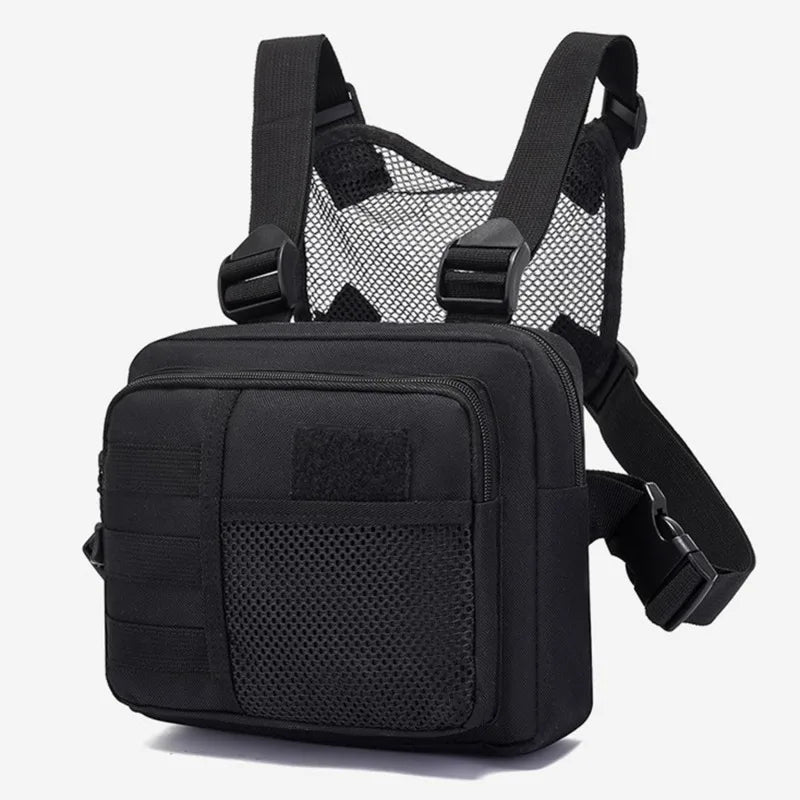 Unisex Multi-function Tactical Vest Fashion Hip-hop Streetwear Chest Rig Bag Waterproof Oxford Sport Backpack with Zipper Closure