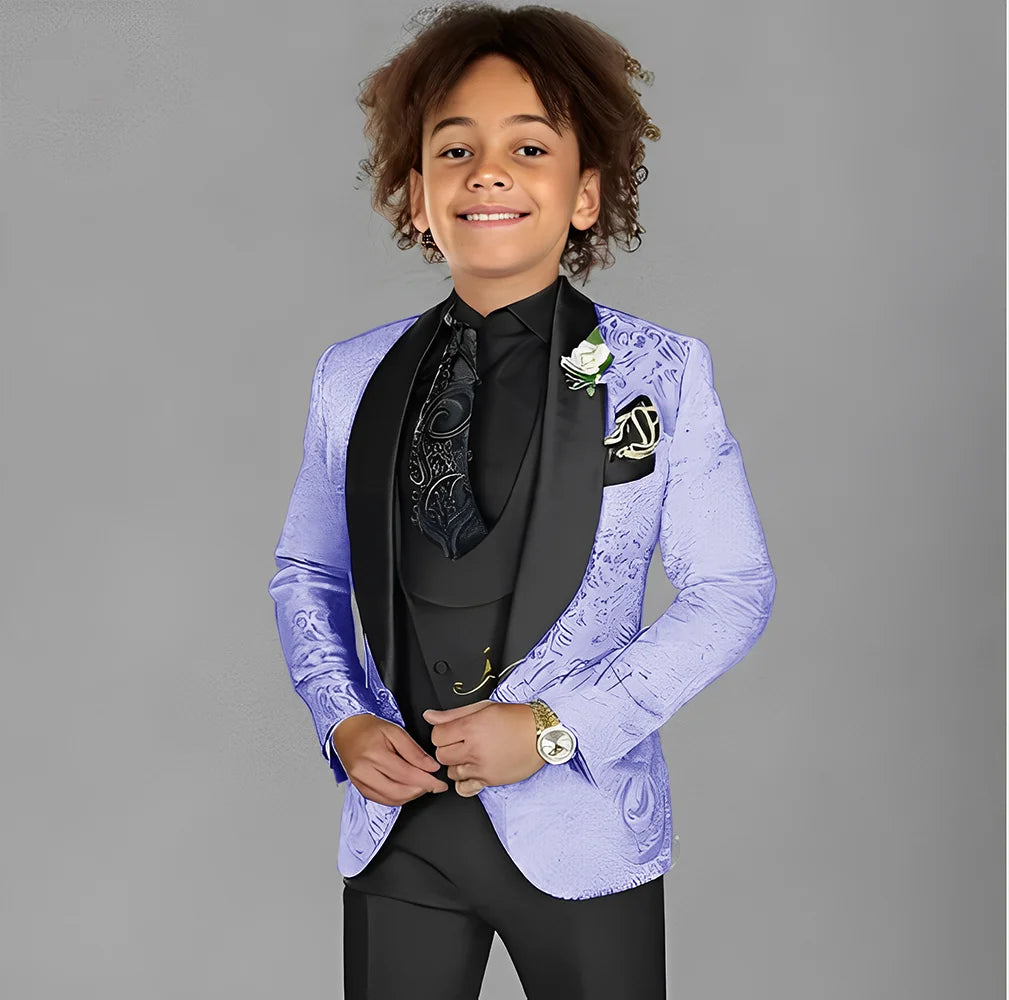 Jacquard Boys Suit 3 Piece Set Wedding Tuxedo for Kids Party Jacket Pants Vest 2-16 Years Old Formal Suit Customization