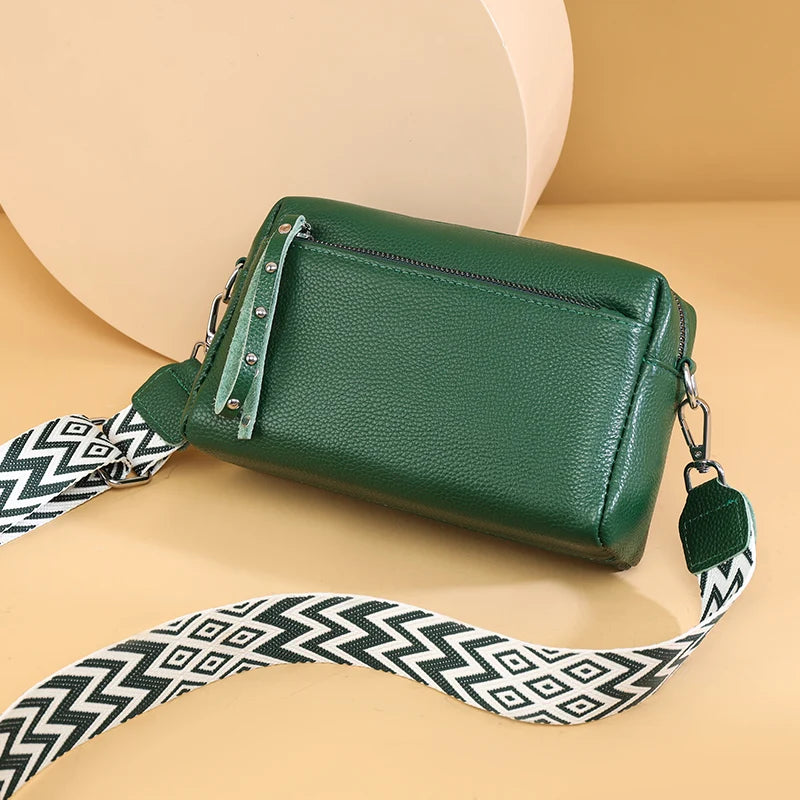 100% Cowhide 3 Layers Crossbody Shoulder Bag Luxury Genuine Leather Messenger Bag Fashion Daily Use For Women Wallet HandBag
