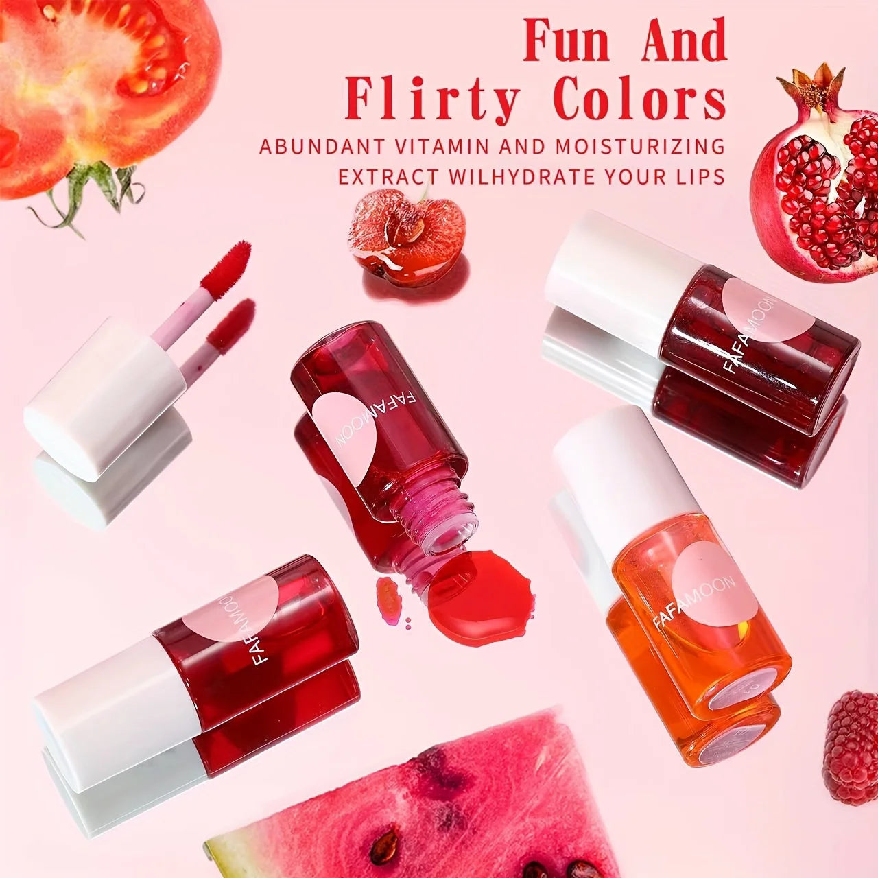 Fruity Lip Tint Water Gloss Tint, Moisturizing Waterproof Liquid Lipstick, Non-Stick, High Pigment, Long-Lasting Vibrant Colors