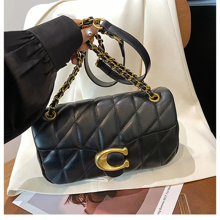 Luxury Fashion Women's Chain Handbag PU Leather Girls Shoulder Messenger Bag Brand lightweight Commuting Bag Tassel Square Bag