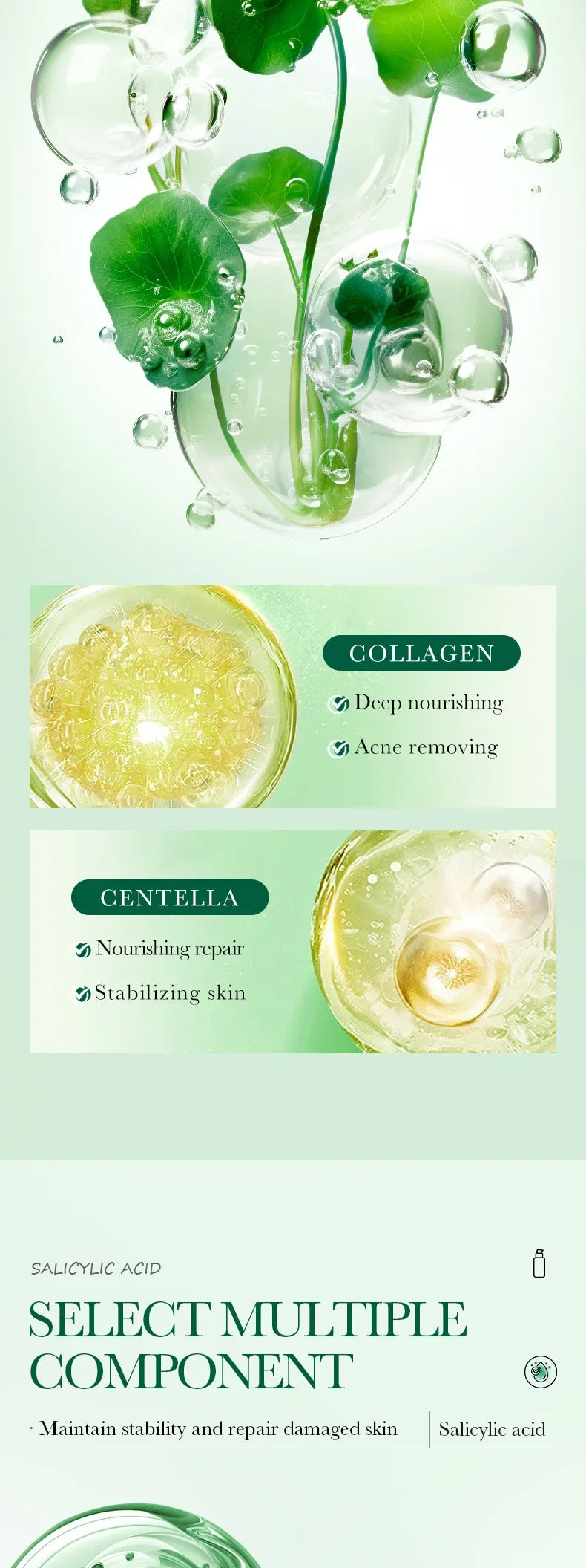 Salicylic Acid Cleansing Essence Lotion Moisturizing and Hydrating Face Cream Acne Amino Acid Skin Care Series