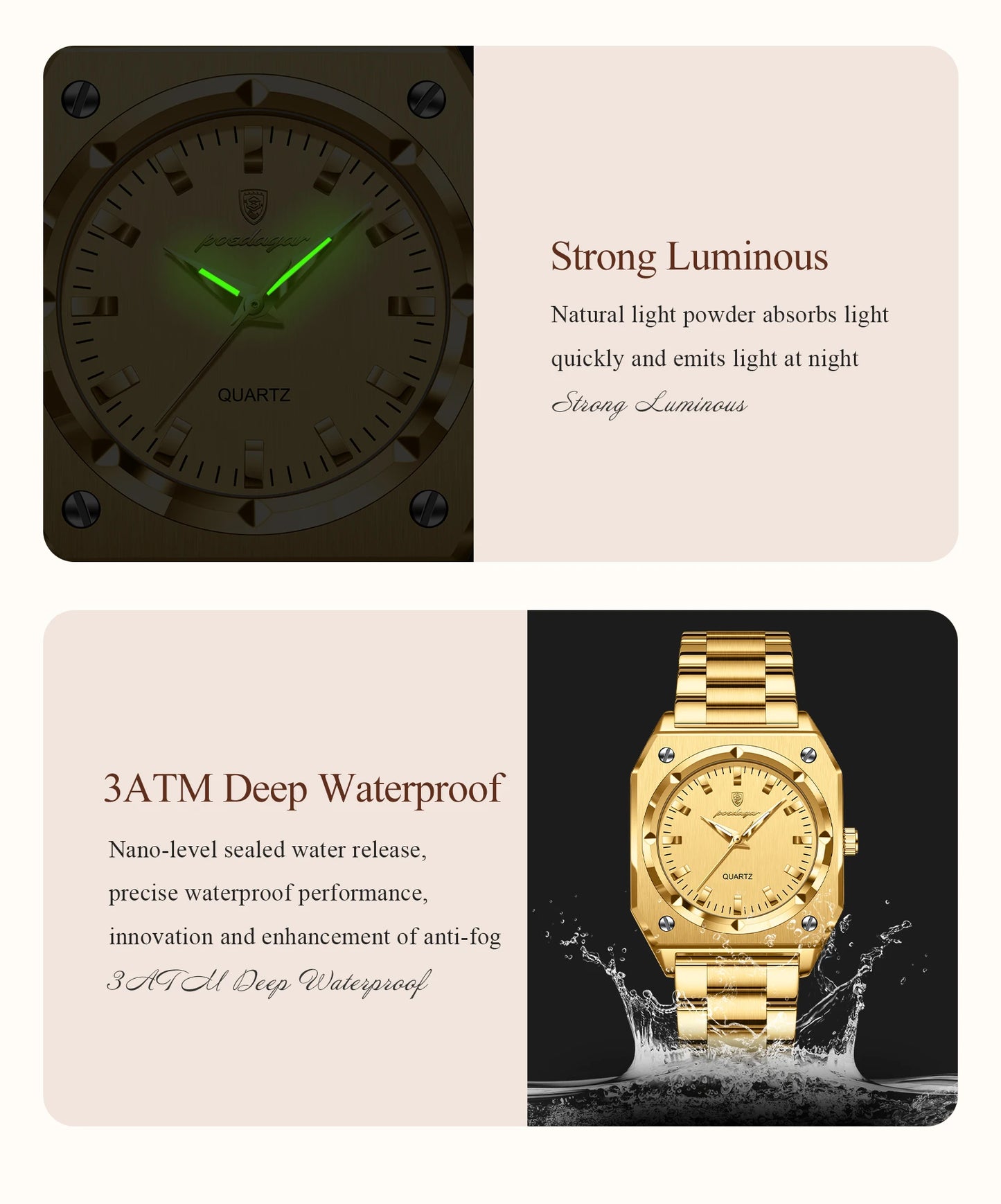 POEDAGAR Fashion Square Ladies Wristwatch Stainless Steel Waterproof Luminous Woman Watch Elegant Luxury Women's Quartz Watches