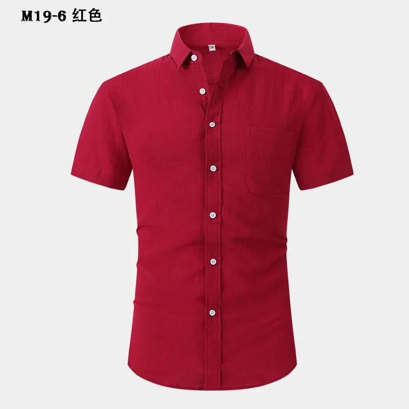 Men's short-sleeved shirts are casual, trendy, comfortable, cool on the street, versatile, simple and slimming in summer