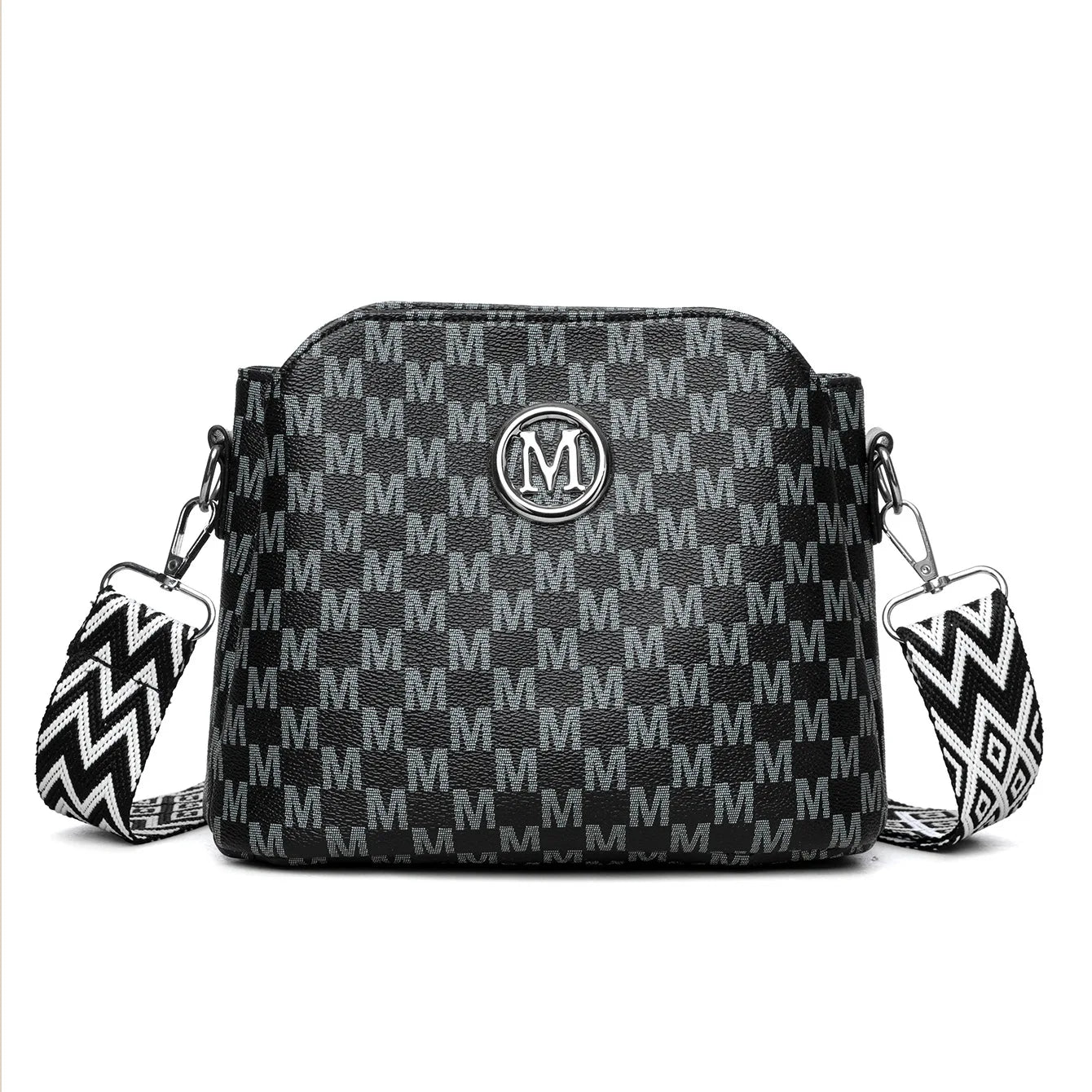 Synthetic Faux Leather Shoulder Bag For Women Retro Crossbody Bag with Golden "M" Monogram, Purse Work, Travel, Parties & Gifts