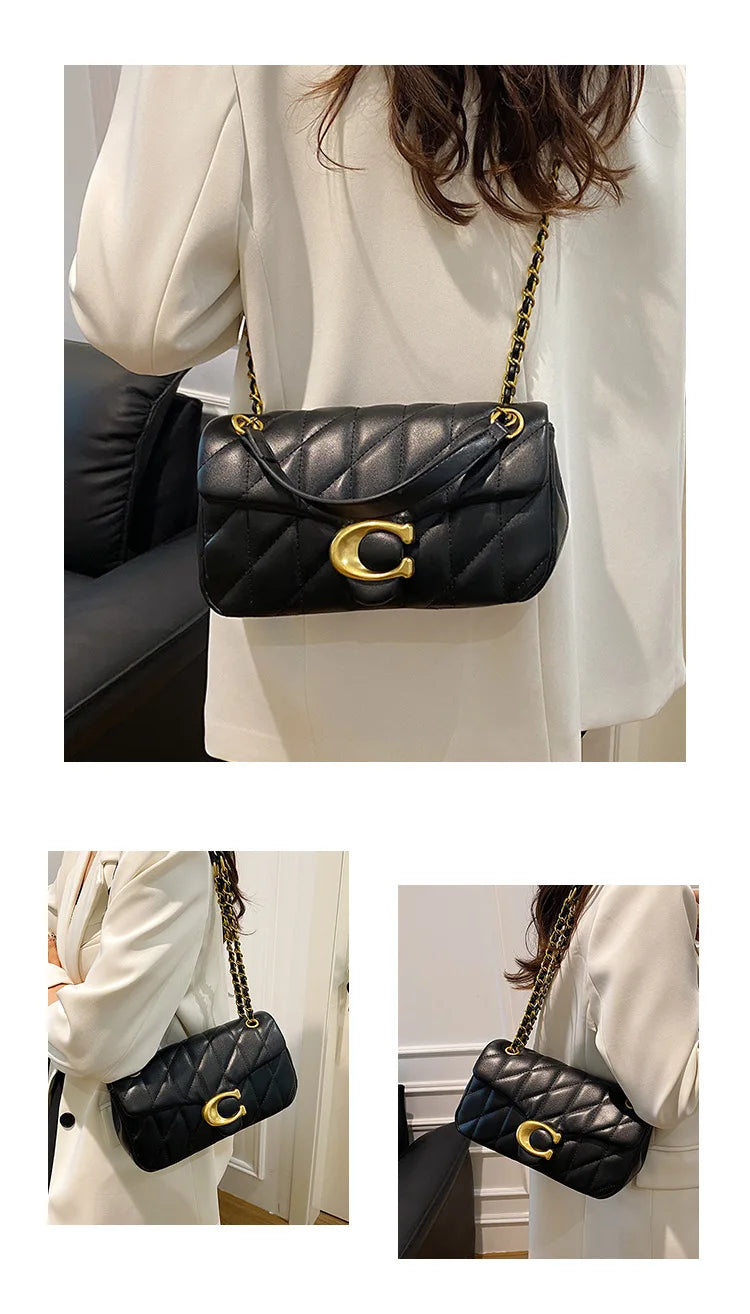 Luxury Fashion Women's Chain Handbag PU Leather Girls Shoulder Messenger Bag Brand lightweight Commuting Bag Tassel Square Bag