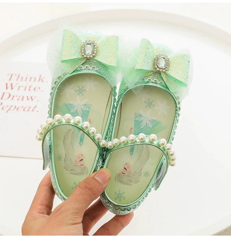 Baby Girl's Princess Shoes Leisure Candy Color Bowtie Kids Ballet Flats Toddler Light Rhinestone Pearl Autumn Children Flat Shoe