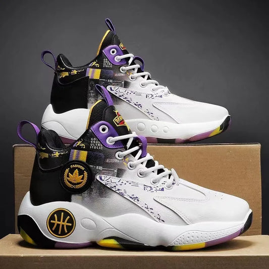 High-top Basketball Shoes Men's 2025 Summer New Thick-soled Height-enhancing Youth Student Sports Shoes Breathable and Non-slip