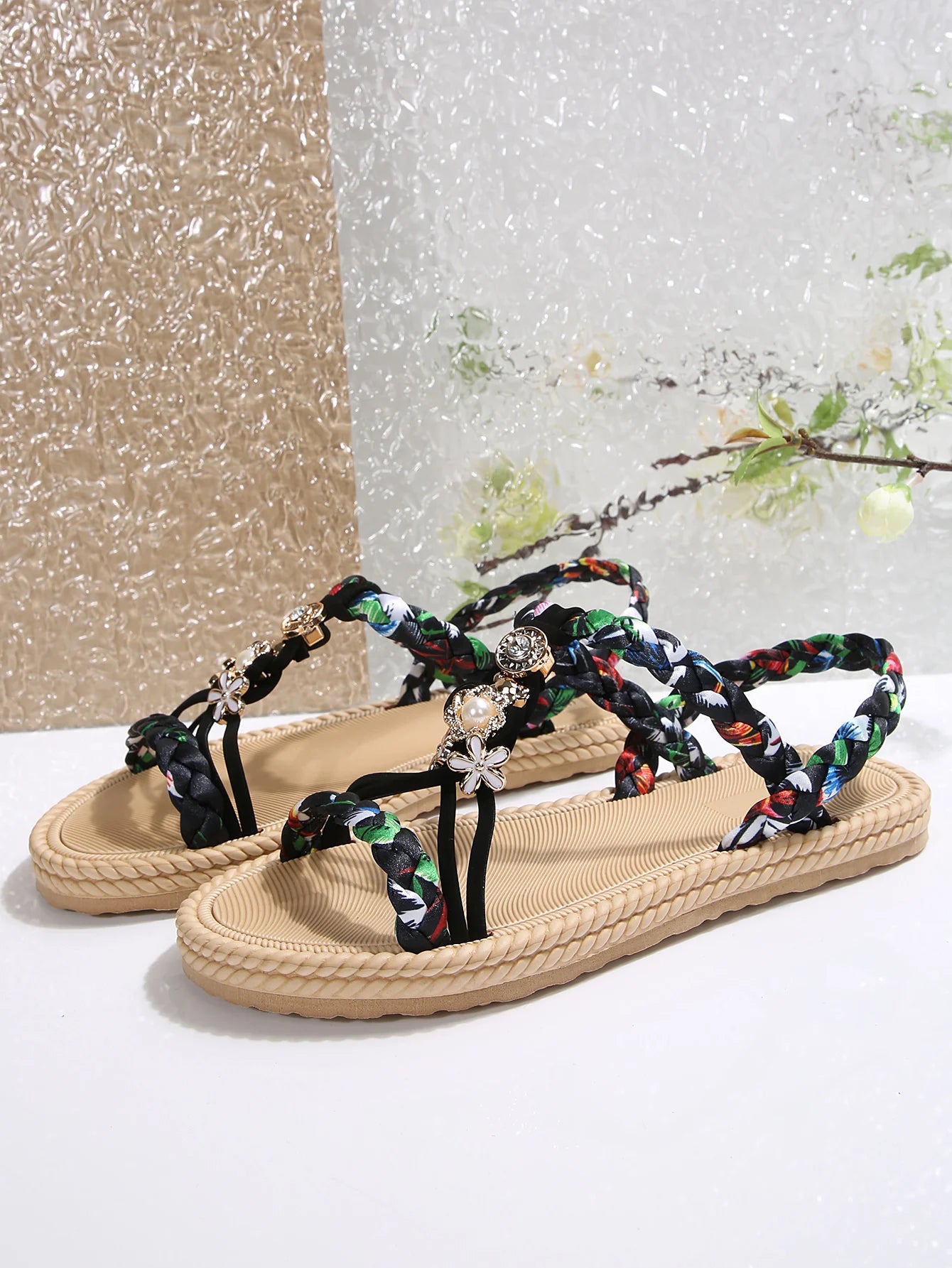 Handwoven sandals, ultra-lightweight and comfortable ethnic-style flat sandals