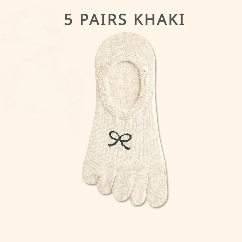5 Pairs Five Finger Socks Women  Anti-slip Cotton Toe Socks with Separate Fingers Sports Summer Thin Slipper Socks