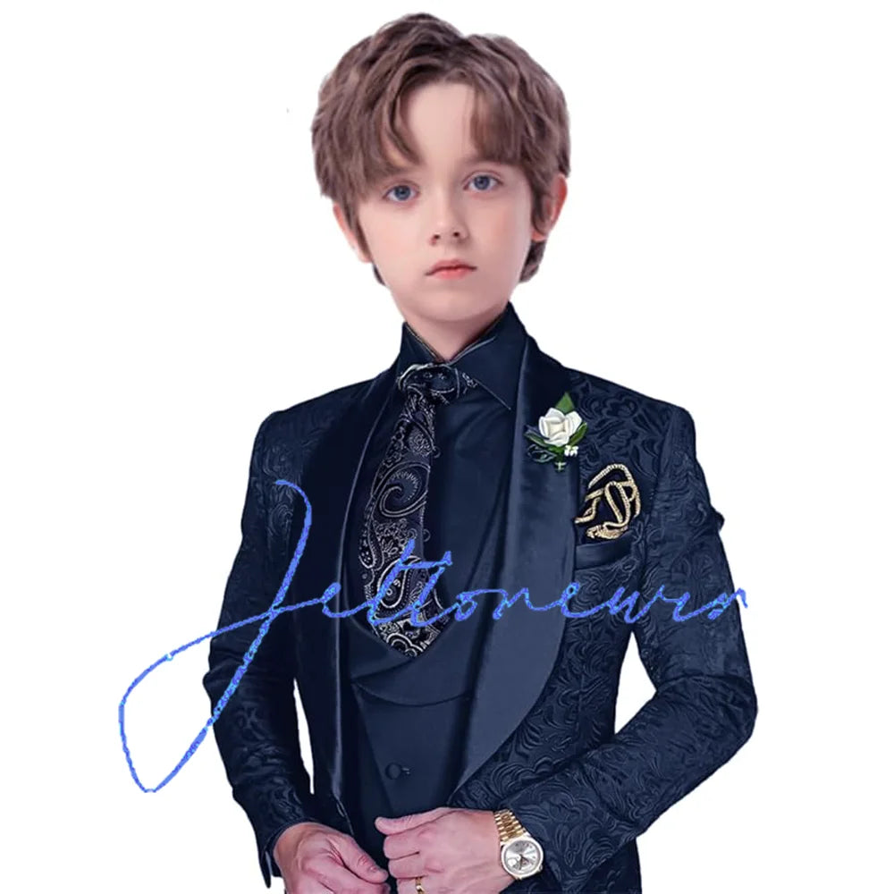 Jacquard Suit for Boys Party Dress Wedding Tuxedo 3 Piece Suit Custom Kids Suit 3T-16T Slim Fit Outfit