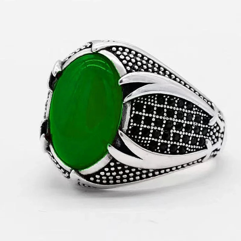 Fashion Stainless Steel Rings Vintage Carved Pattern Black/White/Red Zircon Stone Rings for Men Accessories Wedding Jewelry 6-14