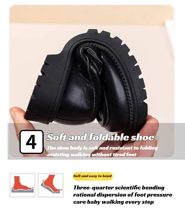 Girls' leather shoes princess shoes spring and autumn loafers non-slip soft-soled fashionable shoes