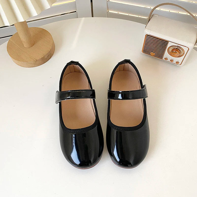 Children Princess Shoes Solid Color Concise Style Leisure Kids Flat Shoe Patent Leather Soft Flexiable Spring Girl's Shoe 27-36