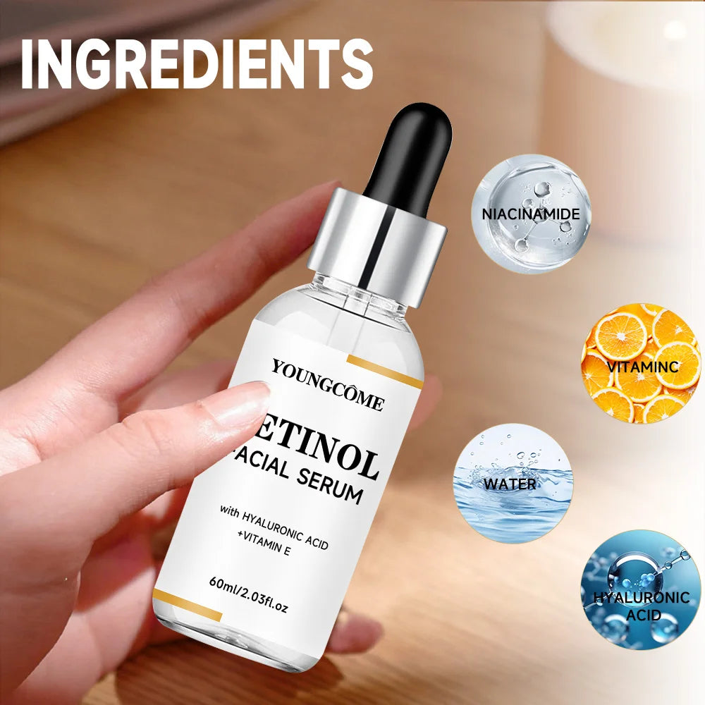 YOUNGCOME RETINOL FACIAL SERUM Vitamin CHyaluronic Acid Retinol Serum for Face Firms Tightens Serum Brightening Hydrating Face