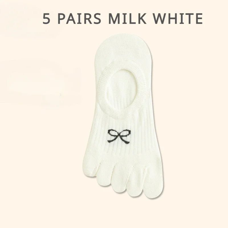 5 Pairs Five Finger Socks Women  Anti-slip Cotton Toe Socks with Separate Fingers Sports Summer Thin Slipper Socks