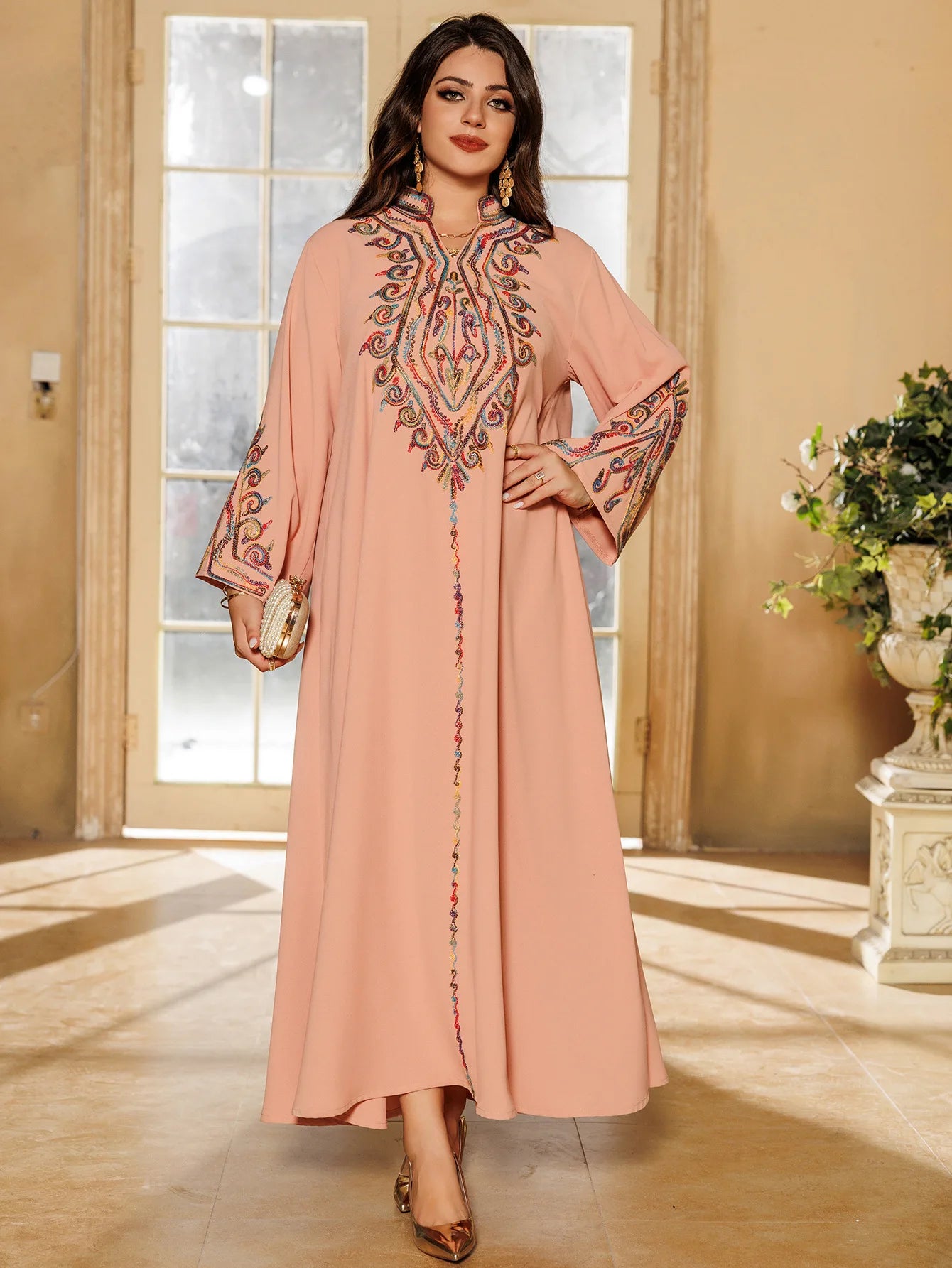 Ramadan Abaya for Women Muslim Embroidery Dress Dubai Kaftan Turkey Arab Robe Eid Djellaba Caftan Marocain Femme Jalabiya Kebaya