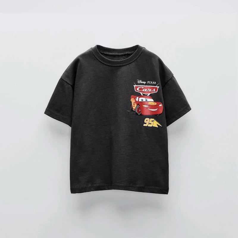 Potdemiel Summer Kids T-shirt Short Sleeve Top Cartoon Cars Pixar Lightning Mcqueen Printed Boys Clothes Baby Tops