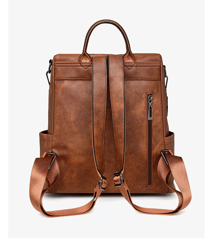 Backpack for Women Large Womens Backpack Leather Travel Fashion Purse Designer Ladies Shoulder Bags with Tassel Two-toned Brown