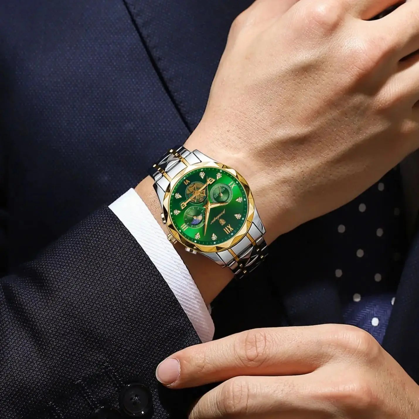 POEDAGAR Top Trendy Men Wristwatch Stainless Steel Chronograph Man Watch Waterproof Luminous Business Men's Quartz Watches Reloj