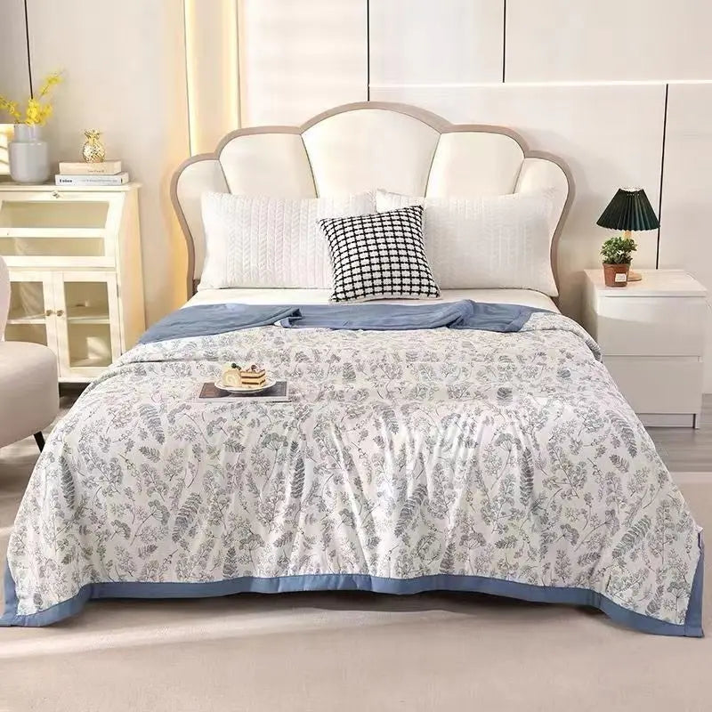 Cotton Air-Conditioning Quilt Cover for Children and Adults, Soft Flower, Double Printed, Washable Bed, Home Use, New,