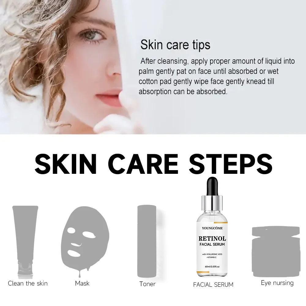 YOUNGCOME RETINOL FACIAL SERUM Vitamin CHyaluronic Acid Retinol Serum for Face Firms Tightens Serum Brightening Hydrating Face