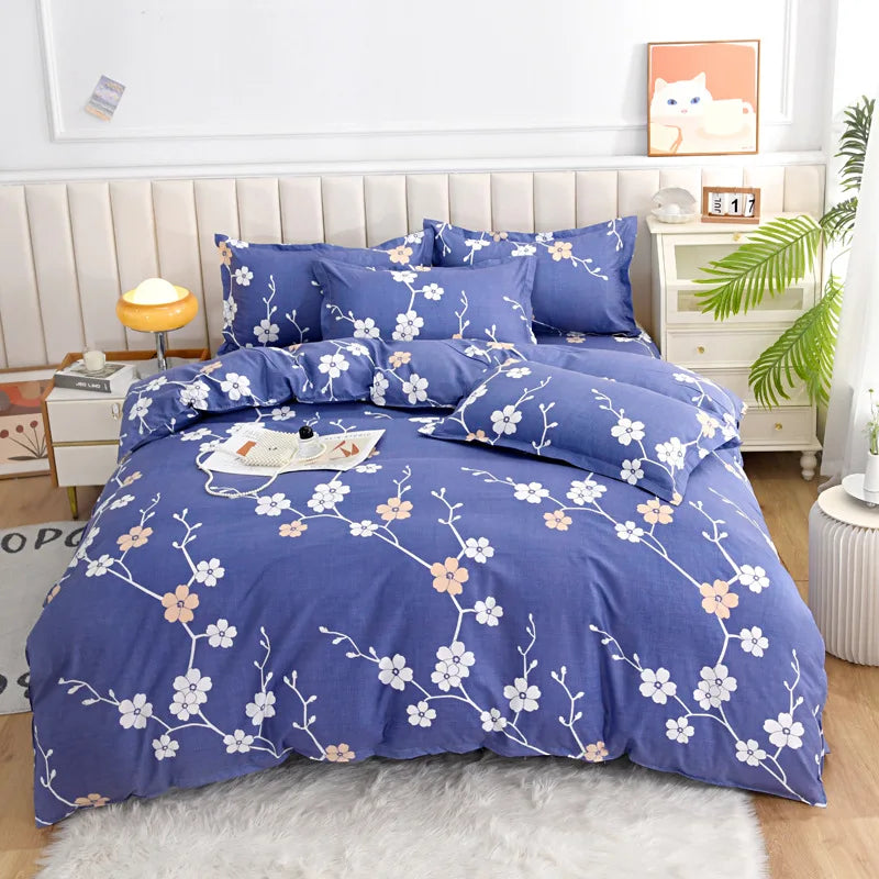 Single Pastoral Style Printed Comforter Cover 1 Pcs Skin Friendly Washed Cotton Quilt Cover Queen King Bedding for Four Seasons