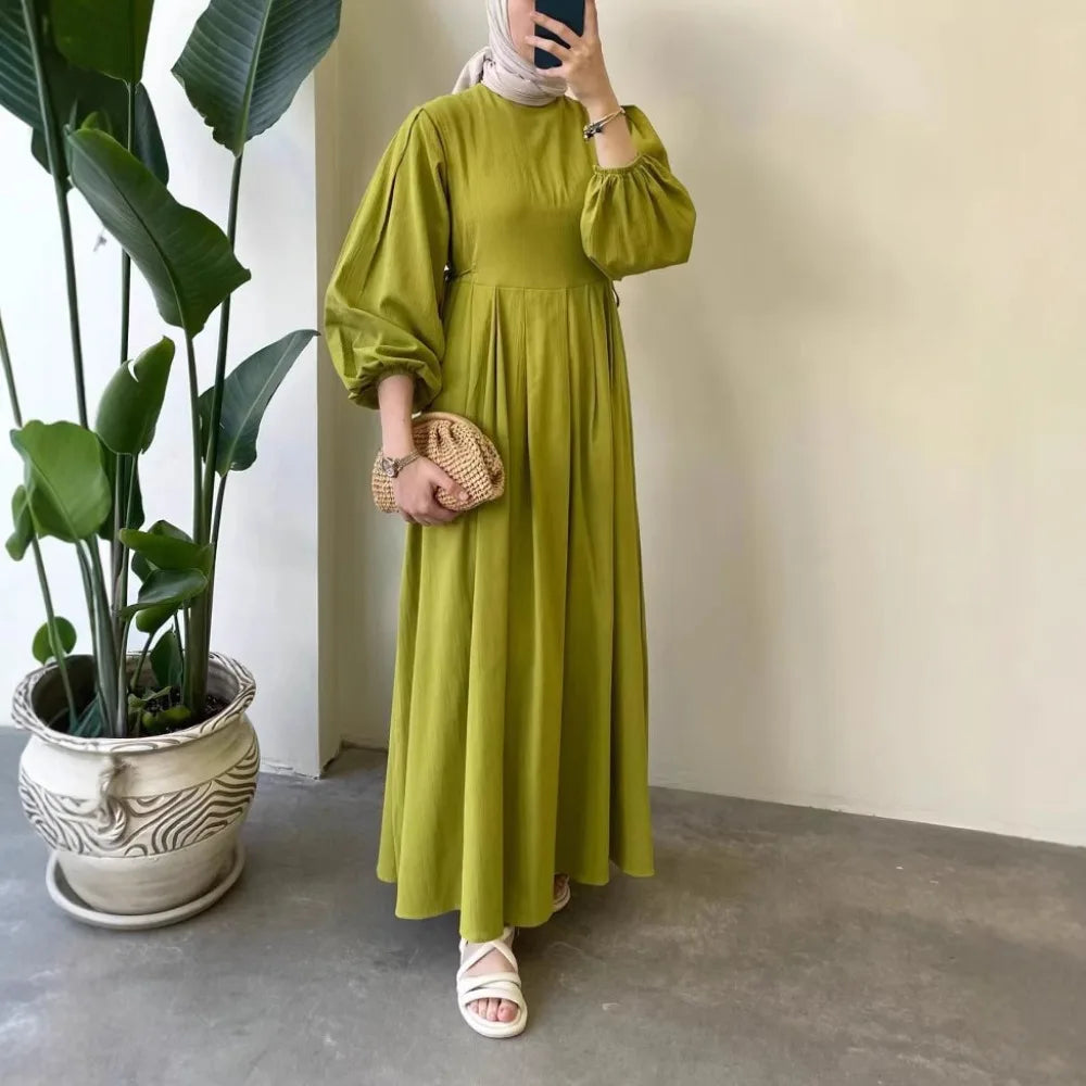Eid Muslim Abaya Dress Women Modest Kaftan Jalabiya Lace Up Ramadan Morocco Dubai Abayas Islam Vestidos Arab Long Robe Dresses