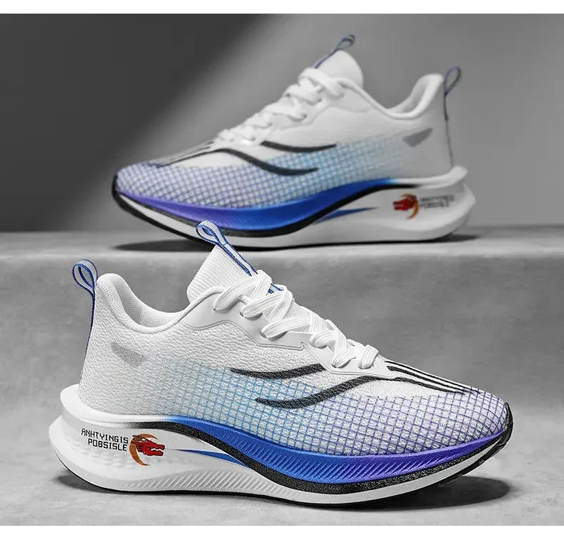 Marathon Air Cushion Carbon Plate Sports Running Shoes Men Breathable Lightweight Women's Comfortable Athletic Nonskid Sneakers