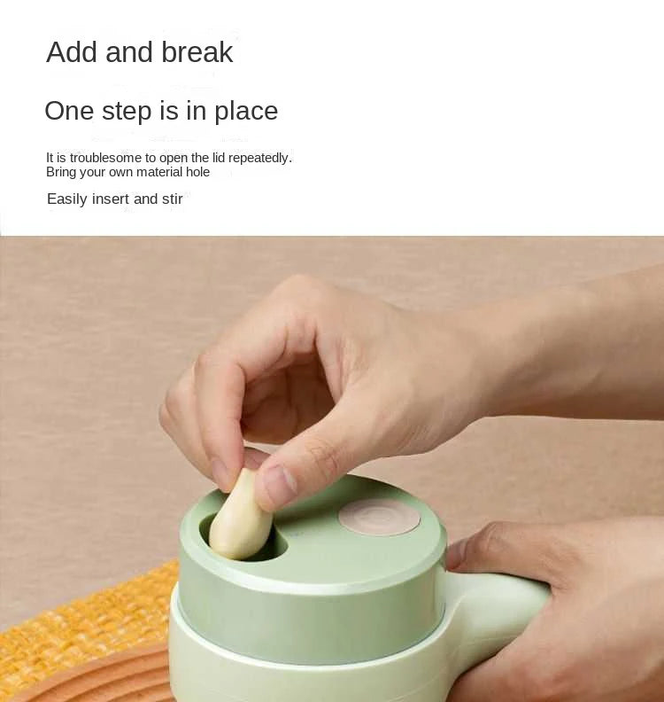 4 in 1 Handheld Electric Vegetable Cutter Set for Garlic Pepper Chili Onion Celery Ginger Meat with Brush Kitchen Tools