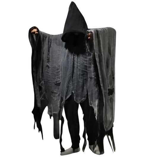 Halloween Ghost Costume Cosplay Adult Death Cloak Horror Zombie Tattered Hooded Capes Halloween Skull Skeleton Cosplay Costume