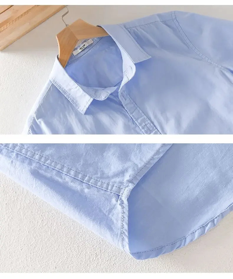 Men's Clothing Short Sleeve Shirt Square Neck Business Casual Cotton Workwear Stylish Summer Top Trendy New