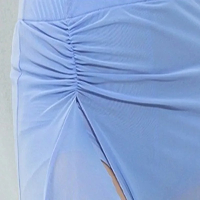 Women Oriental Dance Costume Dress 2 Piece Gauze Top Side Split Long Skirt Professional Dancer Performance Training Outfit New