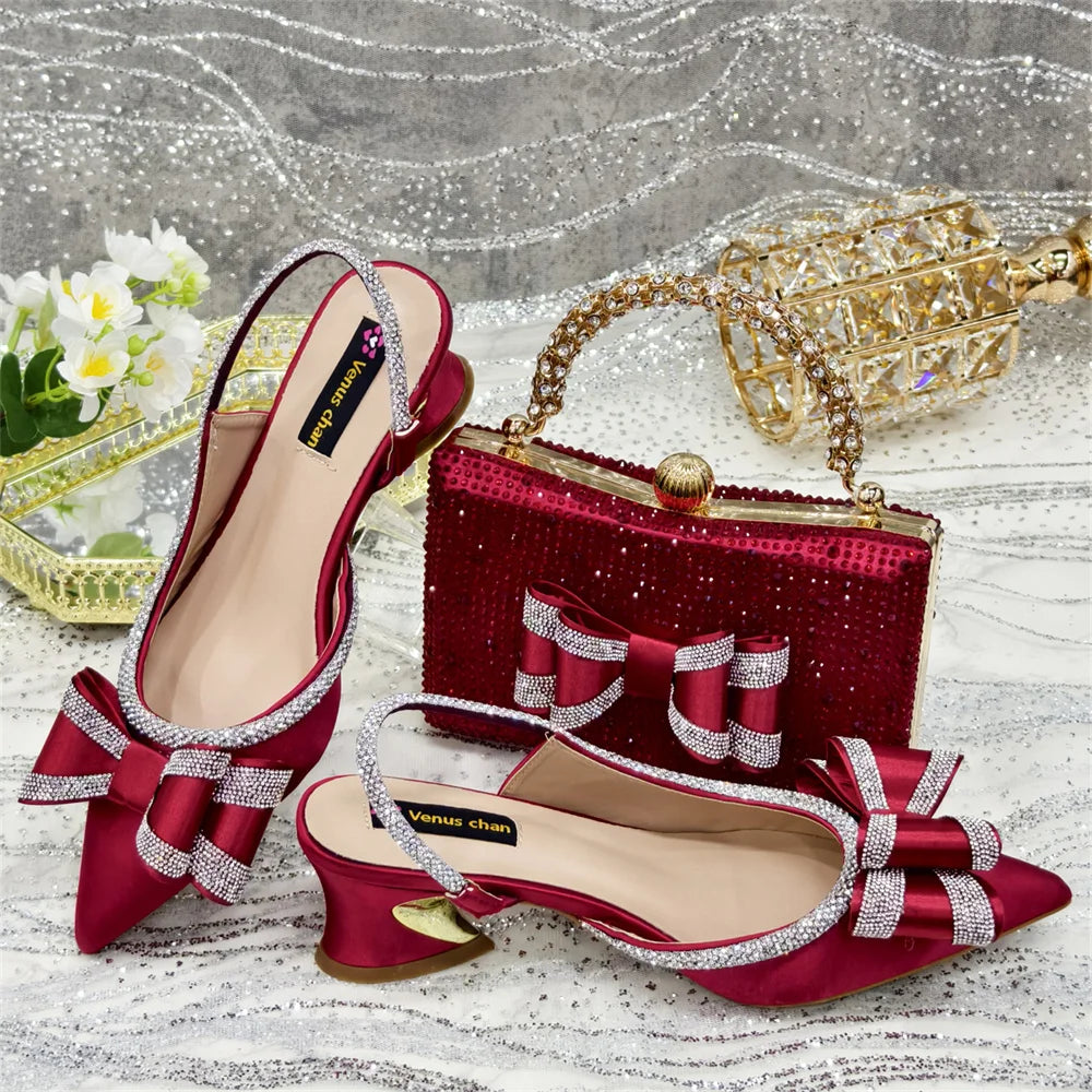Yellow Women Shoes And Bag Set African Ladies Sandals High Heels Pumps Match With Handbag Clutch Escarpins Femmes Sandales CR373